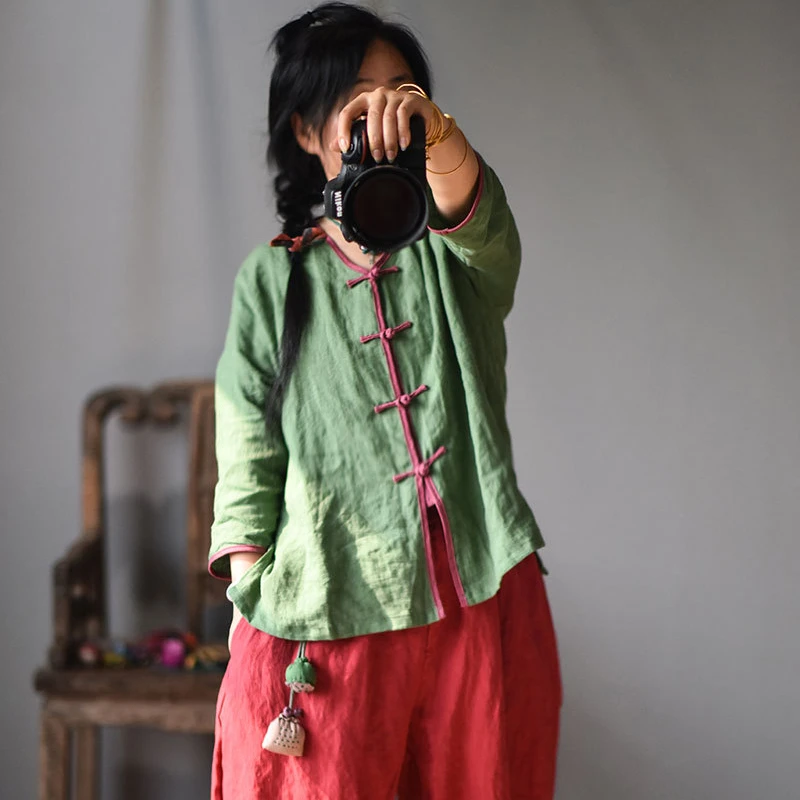 100% Linen Women Casual Shirt New 2025 Spring Chinese Style Vintage V-neck Solid Color Loose Female Long Sleeve Tops Shirts M796
100% Linen Women Casual Shirt New 2025 Spring Chinese Style Vintage V-neck Solid Color Loose Female Long Sleeve Tops Shirts M796