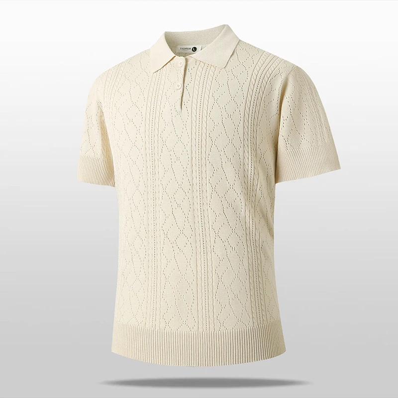 Breathable Retro Style Lapel Polo Shirt Men Brand New Summer Polo Shirt Men Knitted Short Sleeve Shirt Hollow Out Polo Shirt
Breathable Retro Style Lapel Polo Shirt Men Brand New Summer Polo Shirt Men Knitted Short Sleeve Shirt Hollow Out Polo Shirt