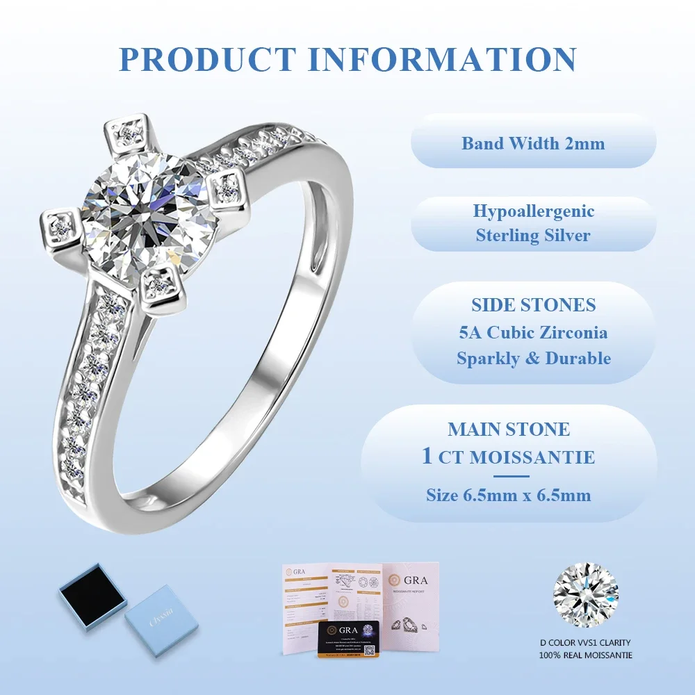 CLYSSIA Moissanite Eternity Ring Sparkle Women Wedding Party Jewelry Lab Created Diamond with GRA Certified Premium Quality
CLYSSIA Moissanite Eternity Ring Sparkle Women Wedding Party Jewelry Lab Created Diamond with GRA Certified Premium Quality