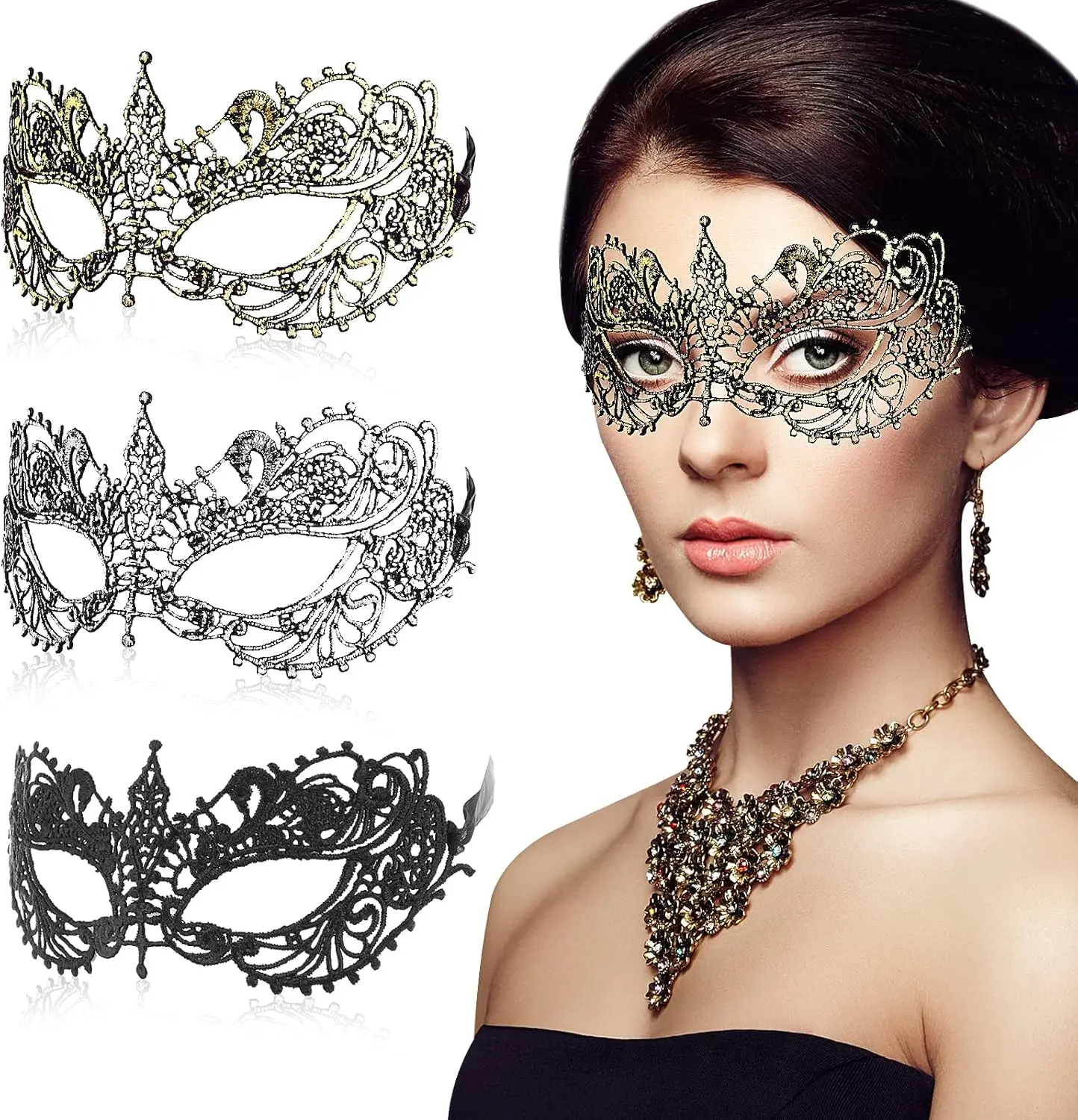 3 Pack Women's Lace Mask Mardi Gras Masquerade Ball Eye Mask for Party Carnival
3 Pack Women's Lace Mask Mardi Gras Masquerade Ball Eye Mask for Party Carnival