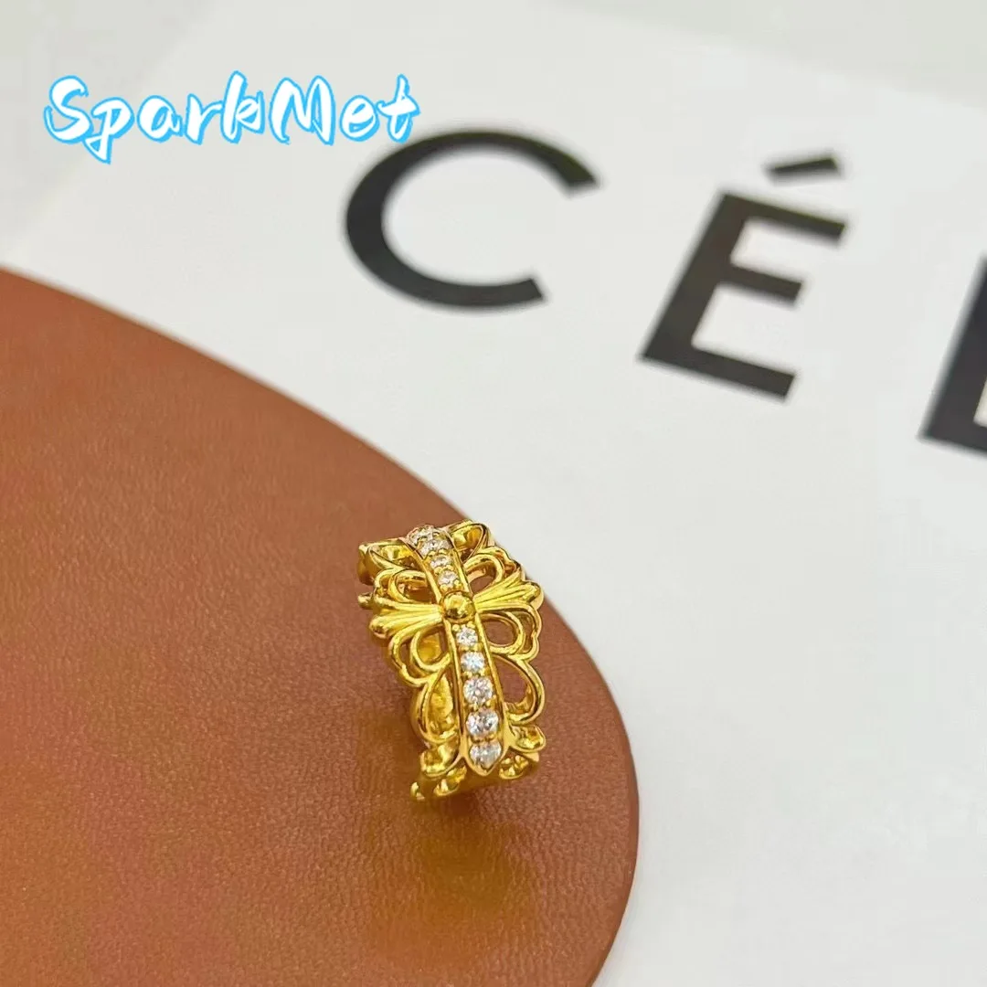 Sparkmet Cross Ring 9999 24K Real Gold Ins Zircon Inlay Finger Rings Fashionable and Versatile Retro New Style Opening Rings for
Sparkmet Cross Ring 9999 24K Real Gold Ins Zircon Inlay Finger Rings Fashionable and Versatile Retro New Style Opening Rings for