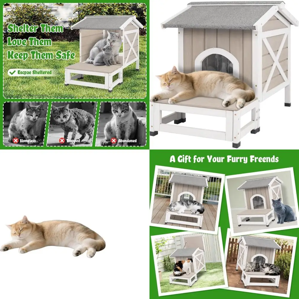 Weatherproof Outdoor Cat Shelter for 1-2 Cats or Small Animals, Wooden House for Indoor/Outdoor Use (30 L)
Weatherproof Outdoor Cat Shelter for 1-2 Cats or Small Animals, Wooden House for Indoor/Outdoor Use (30 L)