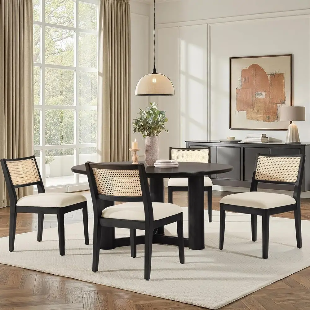 Set of 4 French Style Solid Wood Dining Chairs with Curved Back and Upholstered Seat, Ideal for Kitchen, Dining Room, or Living
Set of 4 French Style Solid Wood Dining Chairs with Curved Back and Upholstered Seat, Ideal for Kitchen, Dining Room, or Living