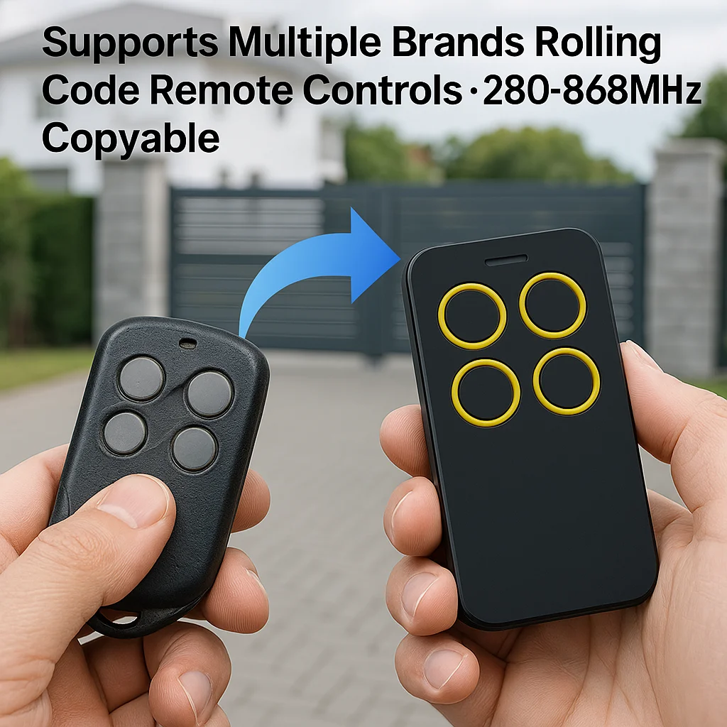 Multifrequency Remote Control Garage Door Commands 280-868MHZ Auto Scan 4 in 1 For Rolling Code and Gate Duplicator
Multifrequency Remote Control Garage Door Commands 280-868MHZ Auto Scan 4 in 1 For Rolling Code and Gate Duplicator