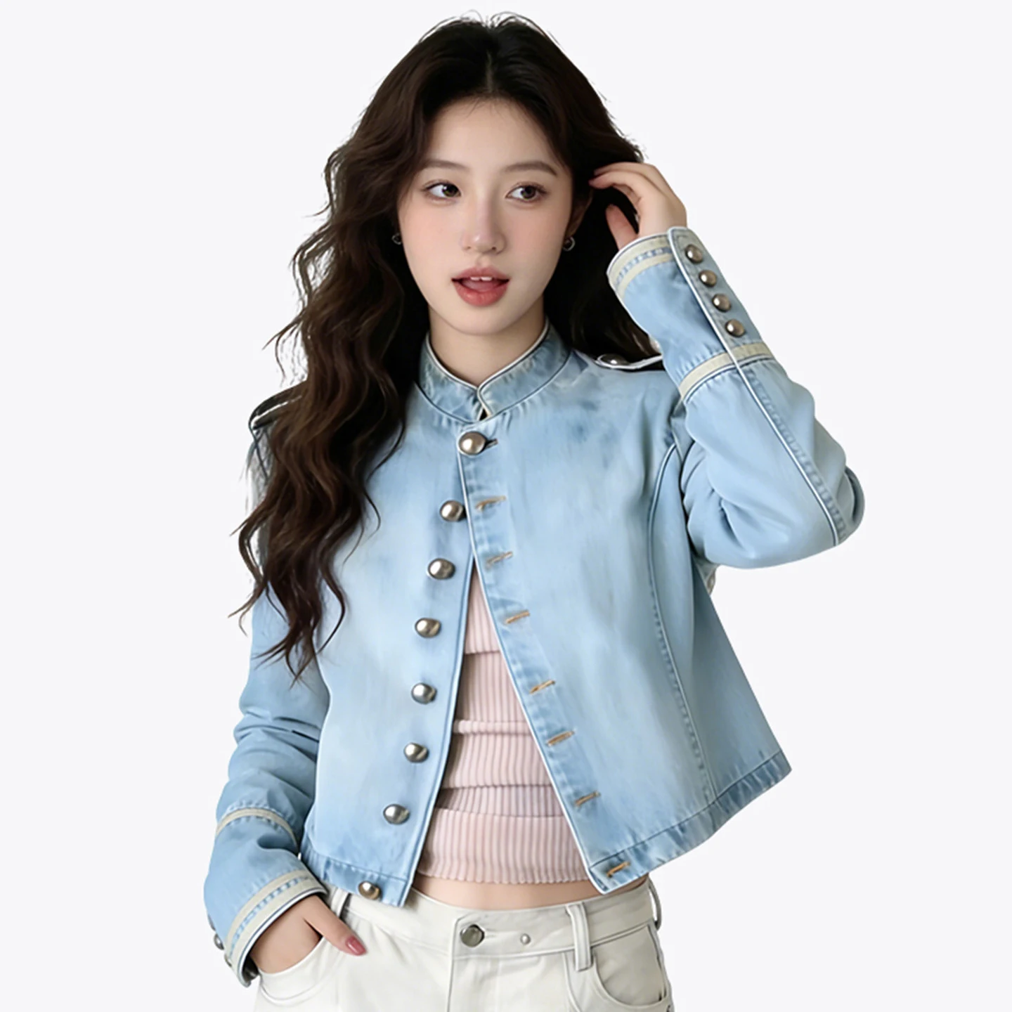 Женская джинсовая куртка с серебряными пряжками, укороченная, весна-осень 2026, новая, высококачественная, повседневная, модная, с длинными рукавами, в ковбойском стиле
Женская джинсовая куртка с серебряными пряжками, укороченная, весна-осень 2026, новая, высококачественная, повседневная, модная, с длинными рукавами, в ковбойском стиле