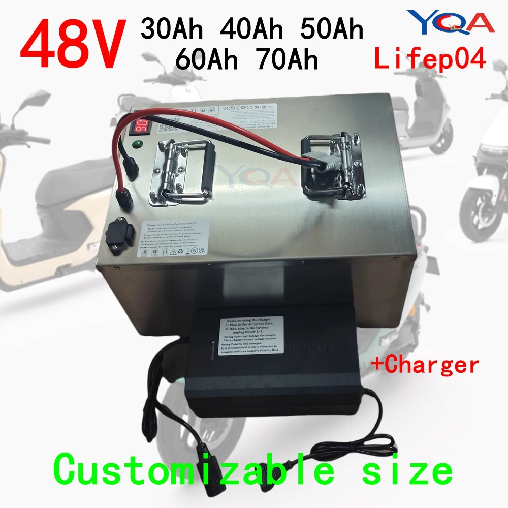 48V LIFEPo4 Battery with BMS 15S for Tricycle Scooter Bike Go-Kart - Electric Vehicle Pack with Charger
48V LIFEPo4 Battery with BMS 15S for Tricycle Scooter Bike Go-Kart - Electric Vehicle Pack with Charger
