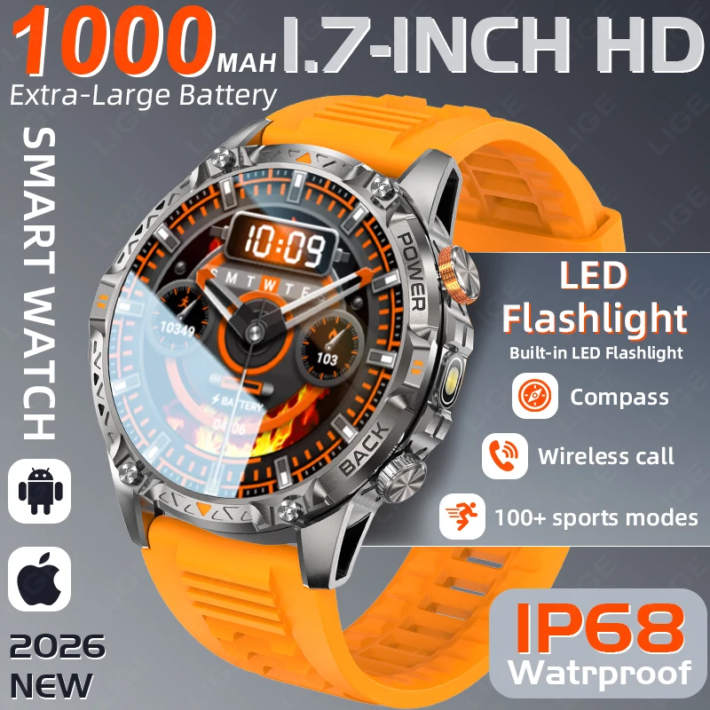 LIGE New Outdoor Military Men's Smart Watch Waterproof 1000 Battery Compass Health Monitoring Bluetooth Call Sports Smartwatches
LIGE New Outdoor Military Men's Smart Watch Waterproof 1000 Battery Compass Health Monitoring Bluetooth Call Sports Smartwatches