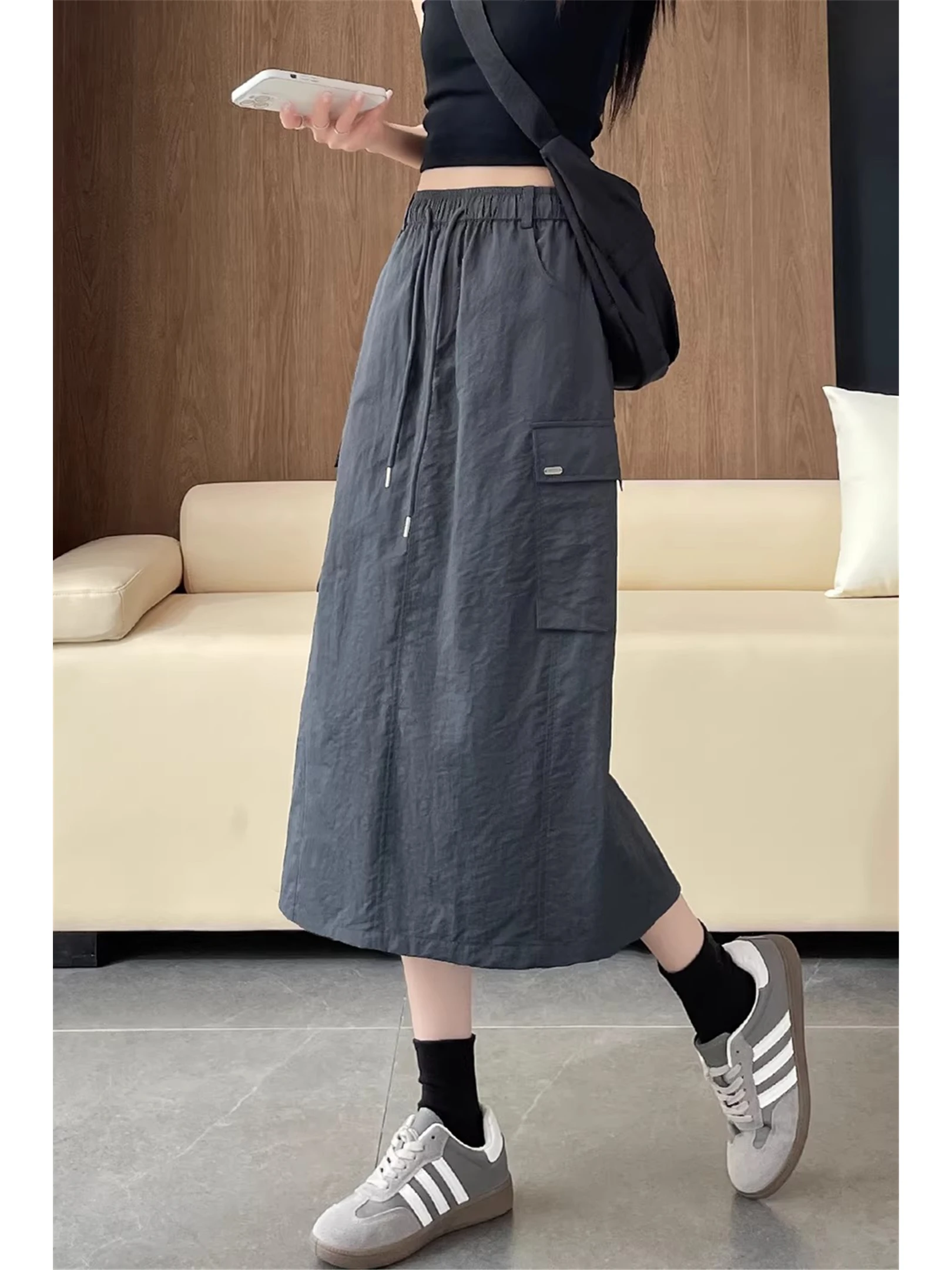 Quick Dry Ice Silk Workwear Midi Skirt Women's Summer Thin Straight A-Line Split Umbrella Skirts High Waist Commute
Quick Dry Ice Silk Workwear Midi Skirt Women's Summer Thin Straight A-Line Split Umbrella Skirts High Waist Commute