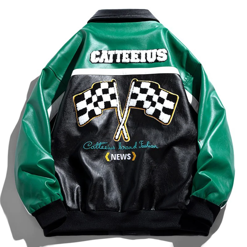 Color Matching Leather Jacket Men Loose Plaid Print Windproof Baseball Uniform Hiphop Letter Embroidery Motorcycle Jacket Winter
Color Matching Leather Jacket Men Loose Plaid Print Windproof Baseball Uniform Hiphop Letter Embroidery Motorcycle Jacket Winter