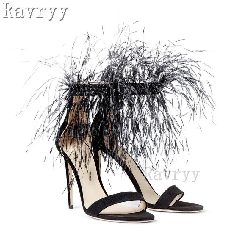 Summer New Style Feather Tassels Sandals Thin High Heels One Strap Genuine Leather Stiletto Party Women Shoes
Summer New Style Feather Tassels Sandals Thin High Heels One Strap Genuine Leather Stiletto Party Women Shoes