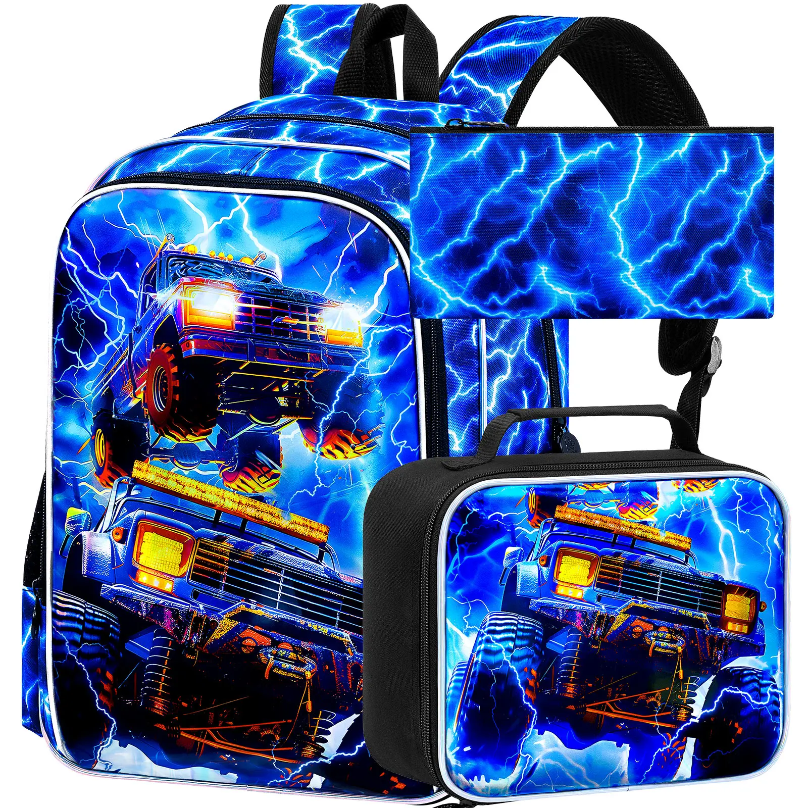 3PCS Backpacks for Boys, 17" Kids Bookbag Water Resistant for Boy, Lightweight Backpack with Lunch Box -Lightning Double Truck
3PCS Backpacks for Boys, 17" Kids Bookbag Water Resistant for Boy, Lightweight Backpack with Lunch Box -Lightning Double Truck