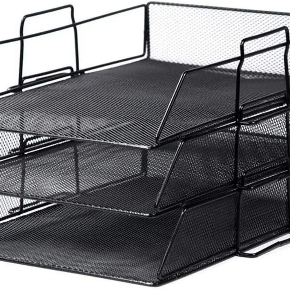 3-х уровневый штабелируемый сетчатый настольный органайзер для офисных и домашних документов, черный
3-х уровневый штабелируемый сетчатый настольный органайзер для офисных и домашних документов, черный