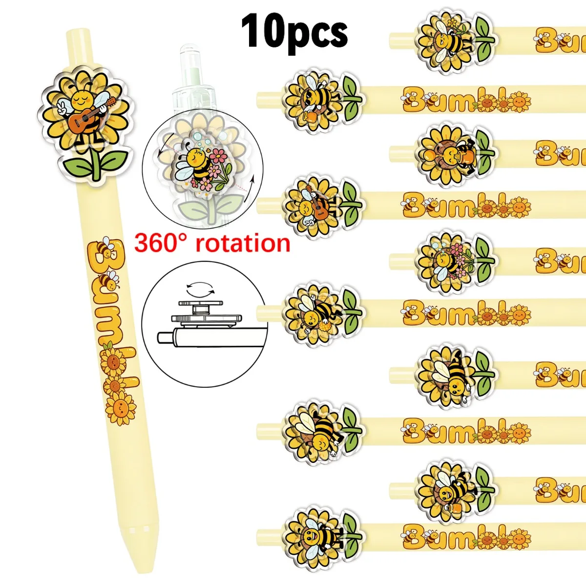 10pcs Sunflower Bee Rotatable Ballpoint Pens Office Stationery Student Writing Pens Stress Relief Click Pens
10pcs Sunflower Bee Rotatable Ballpoint Pens Office Stationery Student Writing Pens Stress Relief Click Pens