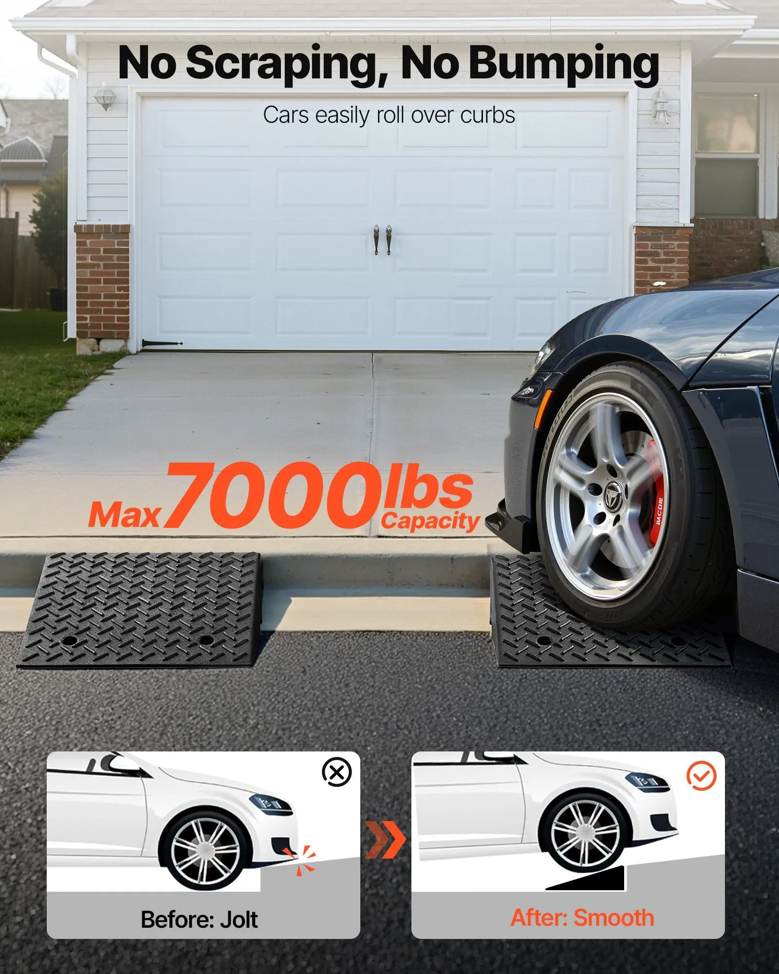 Driveway Curb Ramp, 7000 lbs Load Capacity, 7 Inches Rise Height Heavy Duty Curbside Bridge Ramp with Drainage Tank for
Driveway Curb Ramp, 7000 lbs Load Capacity, 7 Inches Rise Height Heavy Duty Curbside Bridge Ramp with Drainage Tank for