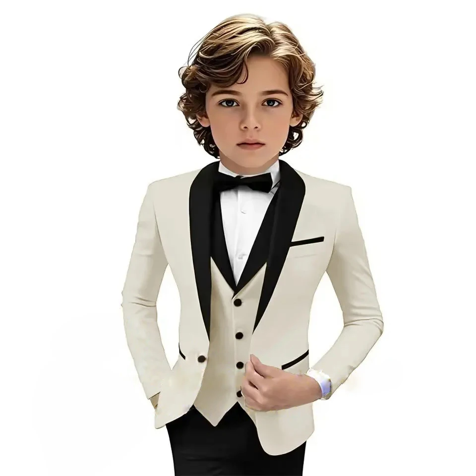 Ivory Boy's Suit Shawl Lapel Wedding Party Formal Child Jacket Pants Vest 3 Pieces Tuxedo Kids Slim Fit Outfit Costume Mariage
Ivory Boy's Suit Shawl Lapel Wedding Party Formal Child Jacket Pants Vest 3 Pieces Tuxedo Kids Slim Fit Outfit Costume Mariage