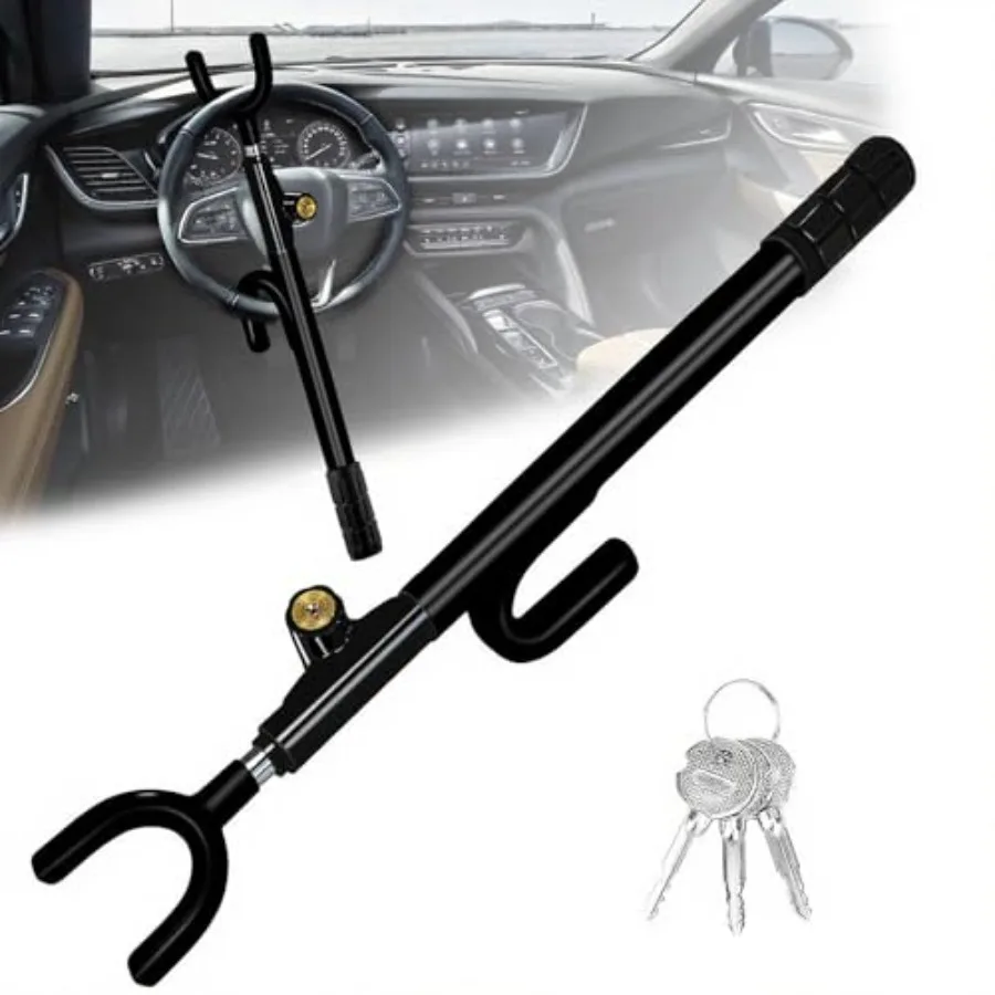 Steering Wheel LockHeavy Duty Anti-Theft Car Device Adjustable Length Locking with 3 Keys Universal Fit for Cars Trucks Vans an
Steering Wheel LockHeavy Duty Anti-Theft Car Device Adjustable Length Locking with 3 Keys Universal Fit for Cars Trucks Vans an