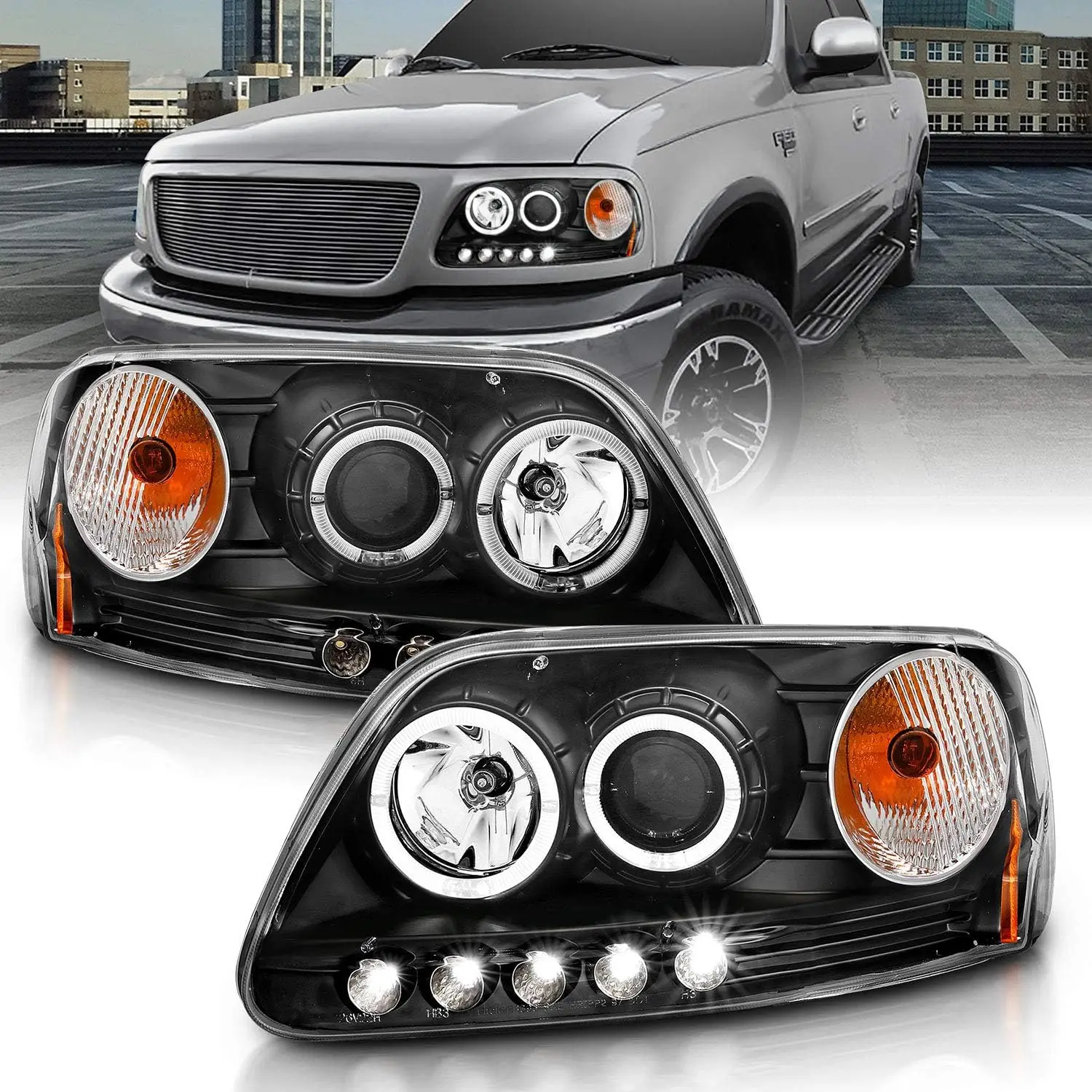 Для Ford F150 1997-2003 годов/Expedition Black проектор, светодиодные фары с двойным кольцом Halo в сборе — со стороны пассажира и водителя
Для Ford F150 1997-2003 годов/Expedition Black проектор, светодиодные фары с двойным кольцом Halo в сборе — со стороны пассажира и водителя