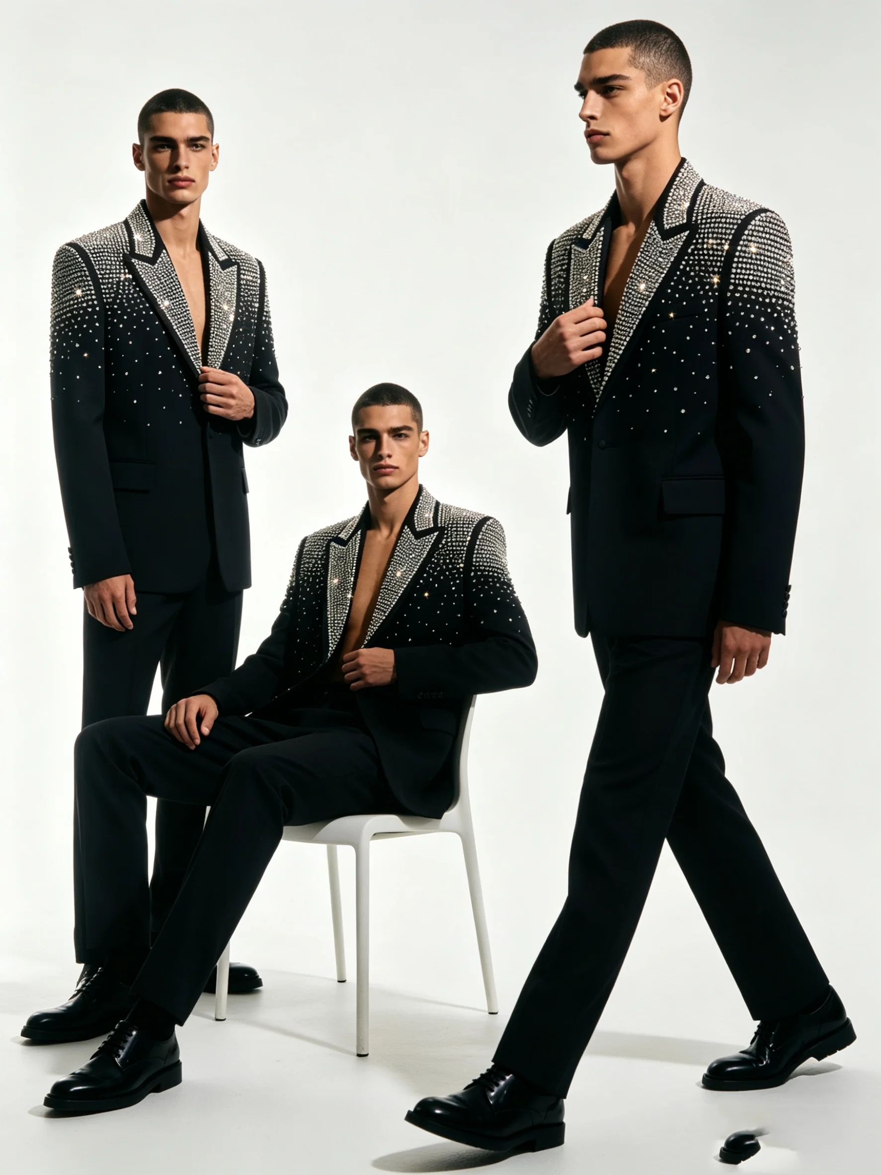 Crystals Black Men Suit Set 2 Piece Blazer+Pants Cotton Prom Wedding Tuxedos Coat Customized Formal Office Fashion Jacket
Crystals Black Men Suit Set 2 Piece Blazer+Pants Cotton Prom Wedding Tuxedos Coat Customized Formal Office Fashion Jacket