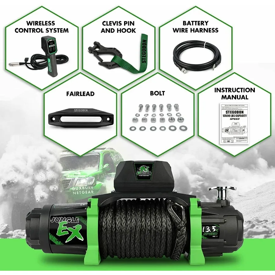 STEGODON Electric Winch 13500lb 12V Synthetic Rope Towing Truck Jeep OffRoad
STEGODON Electric Winch 13500lb 12V Synthetic Rope Towing Truck Jeep OffRoad