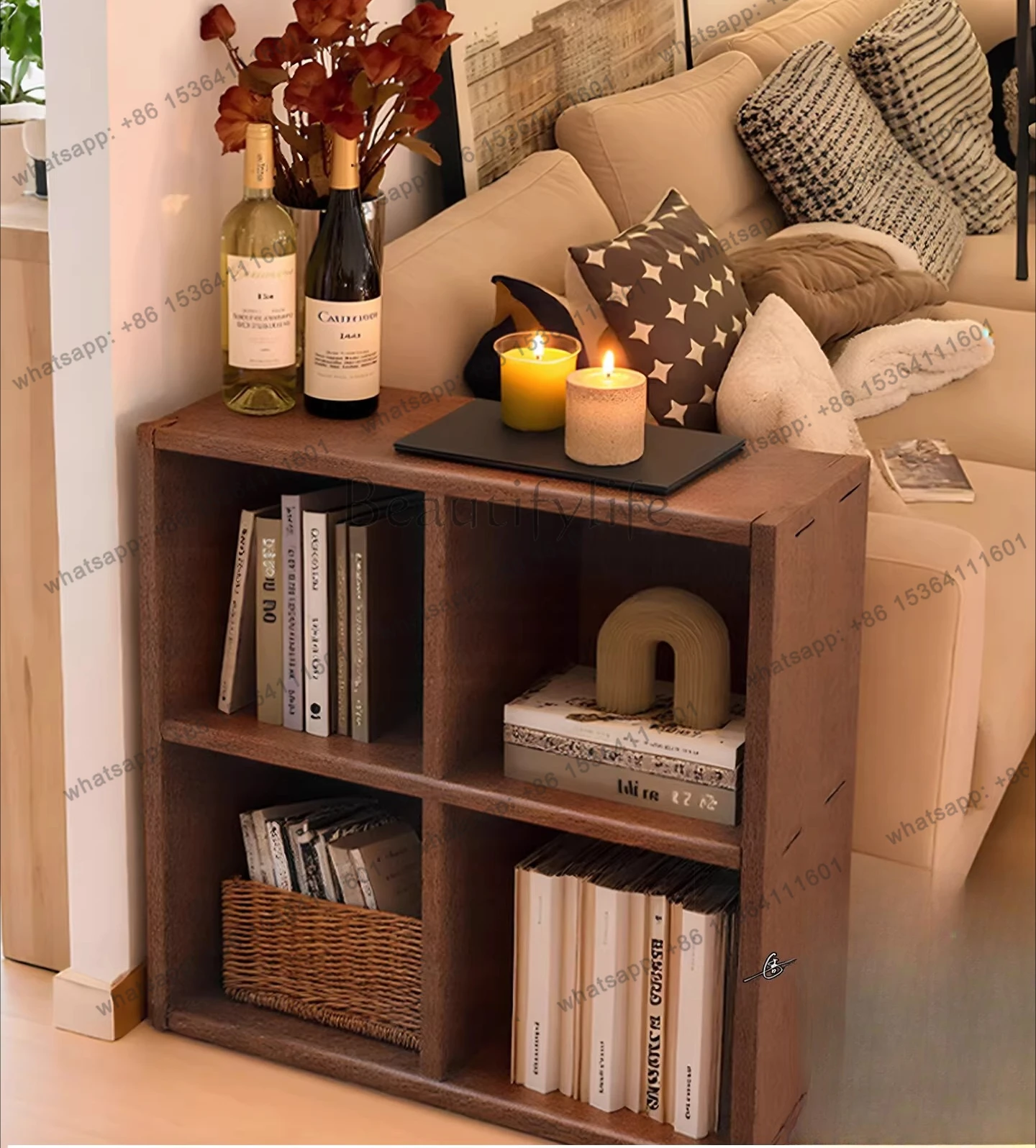 Solid wood lattice cabinet partition storage low bookcase living room floor storage integrated
Solid wood lattice cabinet partition storage low bookcase living room floor storage integrated
