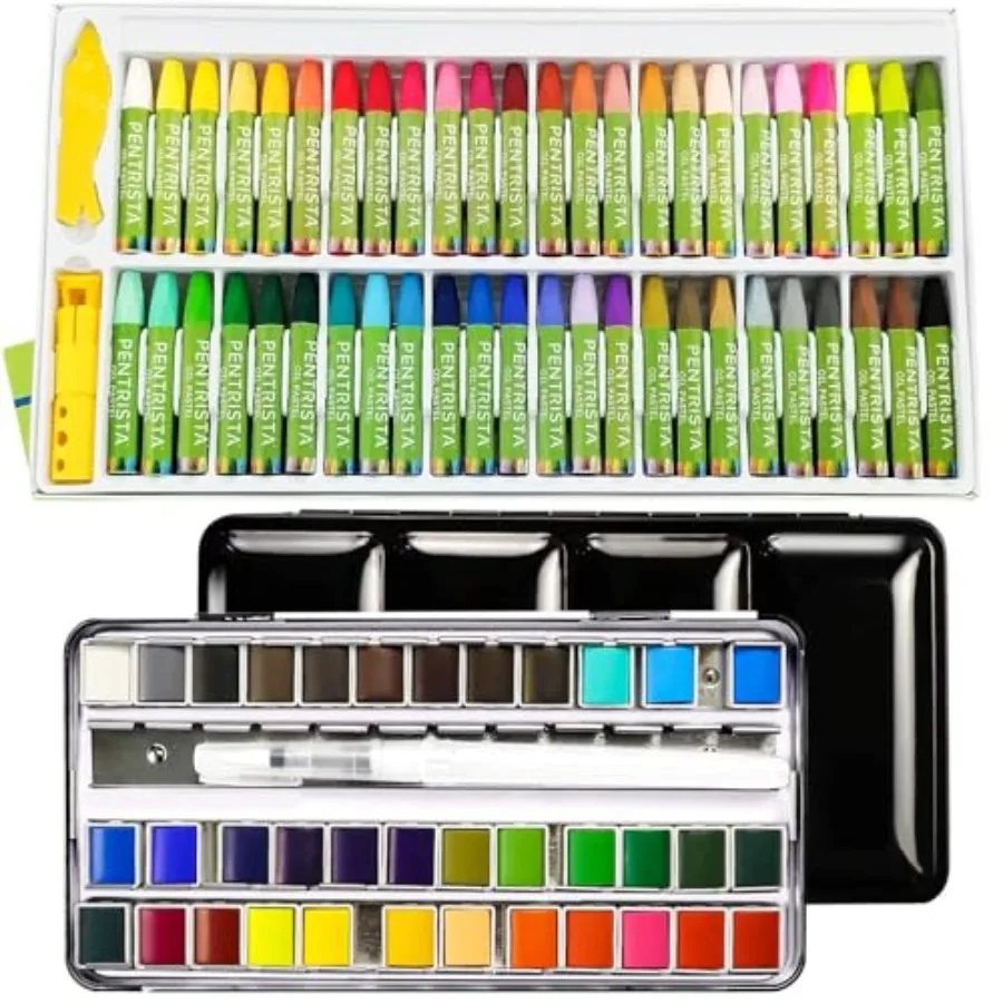 Oil Pastels Set of 48 Assorted Colors Soft Oil Pastel Crayons for Smooth Drawing and Blending 36pcs Watercolor Paint Set with R
Oil Pastels Set of 48 Assorted Colors Soft Oil Pastel Crayons for Smooth Drawing and Blending 36pcs Watercolor Paint Set with R