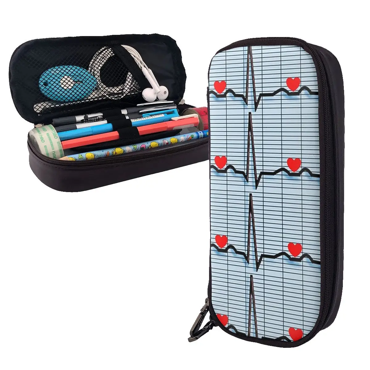 EKG Cardiac Rhythm Strips Leather Pencil Case Pen Holder Storage Stationery Supplies Big Capacity Pen Box Pencil Bag for School
EKG Cardiac Rhythm Strips Leather Pencil Case Pen Holder Storage Stationery Supplies Big Capacity Pen Box Pencil Bag for School