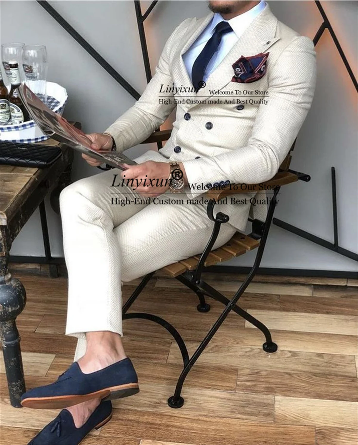 Classic Beige Men Suits Slim Fit Double Breasted Groom Wedding Tuxedos 2 Pieces Blazers Pants Formal Male Outfit Costume Homme
Classic Beige Men Suits Slim Fit Double Breasted Groom Wedding Tuxedos 2 Pieces Blazers Pants Formal Male Outfit Costume Homme