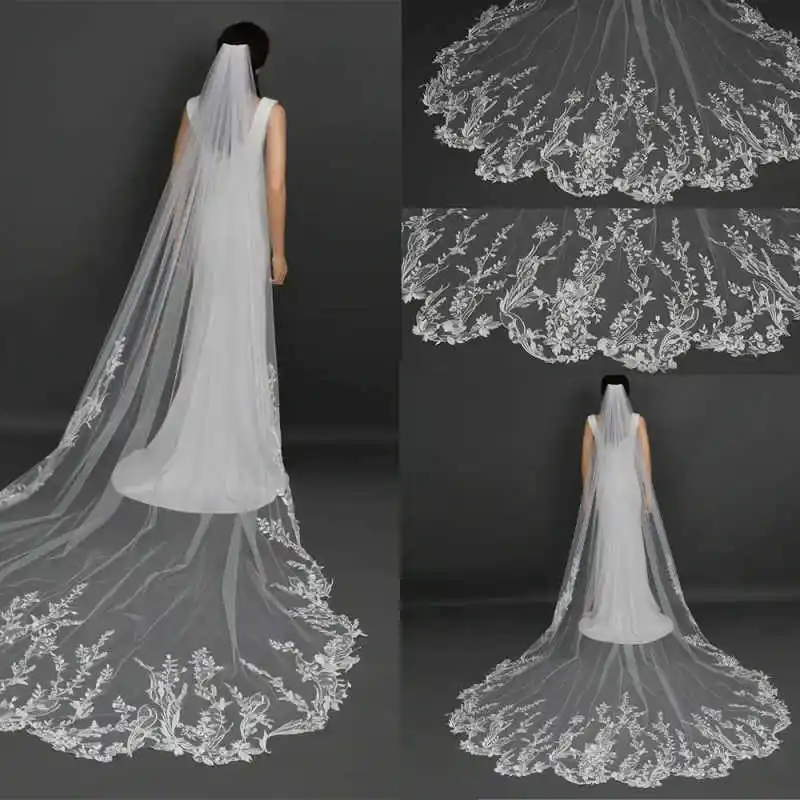 Elegant Long Lace Appliques Wedding Veil 3 Meters White Ivory Bridal Veil with Comb Blusher Bride Headpiece Accessories
Elegant Long Lace Appliques Wedding Veil 3 Meters White Ivory Bridal Veil with Comb Blusher Bride Headpiece Accessories