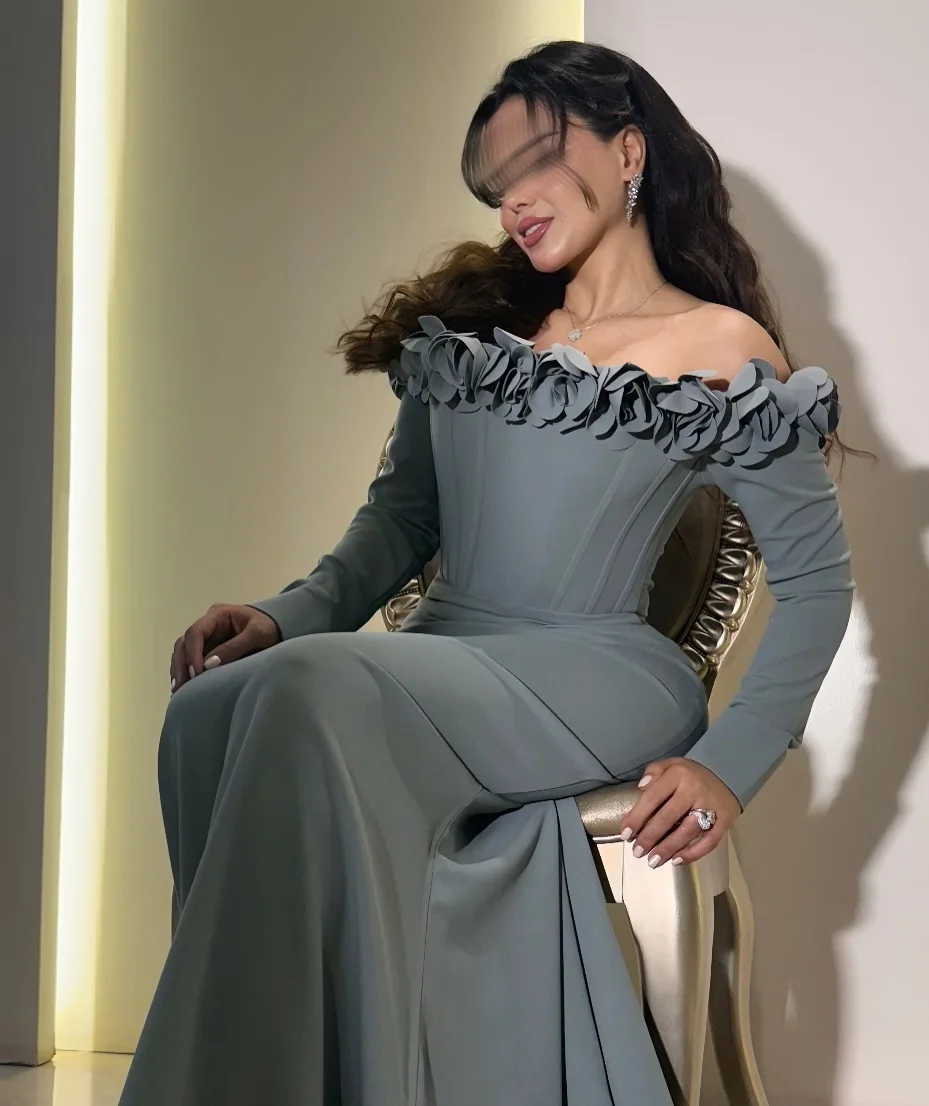 Customized Mermaid Long Sleeves Prom Dresses Off The Shoulder Floor Length Pleated Flowers Party Gowns Evening Dresses
Customized Mermaid Long Sleeves Prom Dresses Off The Shoulder Floor Length Pleated Flowers Party Gowns Evening Dresses