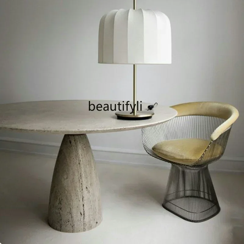 A90 Natural travertine dining table wabi wind round table living room marble dining table custom medieval Italian style
A90 Natural travertine dining table wabi wind round table living room marble dining table custom medieval Italian style