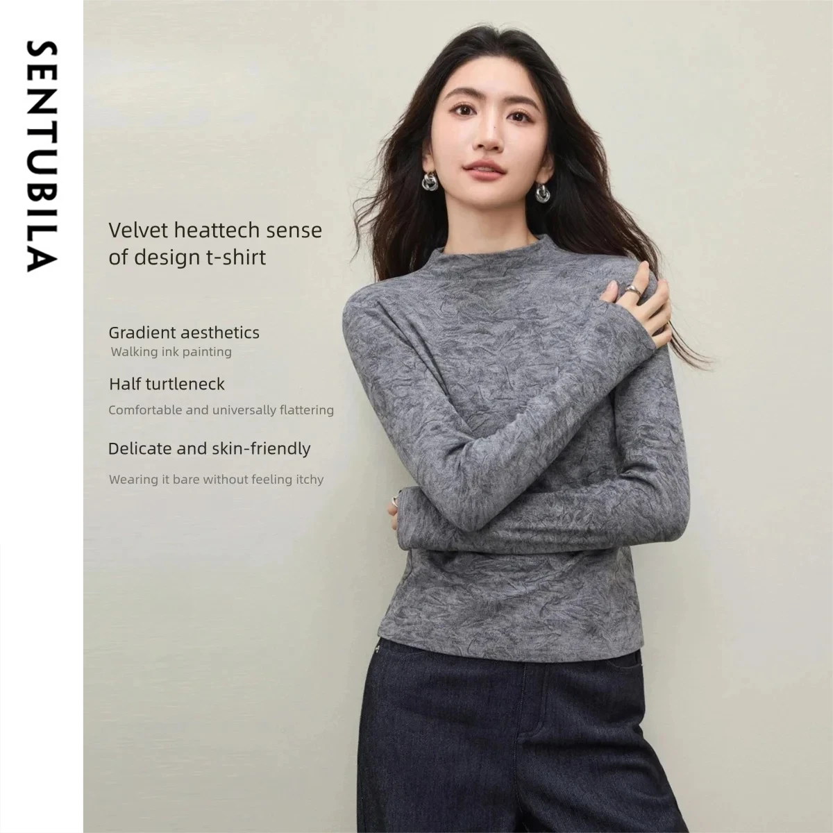 SENTUBILA женская вязаная футболка 2025 с высоким воротом, облегающая футболка с длинными рукавами, базовая повседневная зимняя женская одежда W54TH5041
SENTUBILA женская вязаная футболка 2025 с высоким воротом, облегающая футболка с длинными рукавами, базовая повседневная зимняя женская одежда W54TH5041