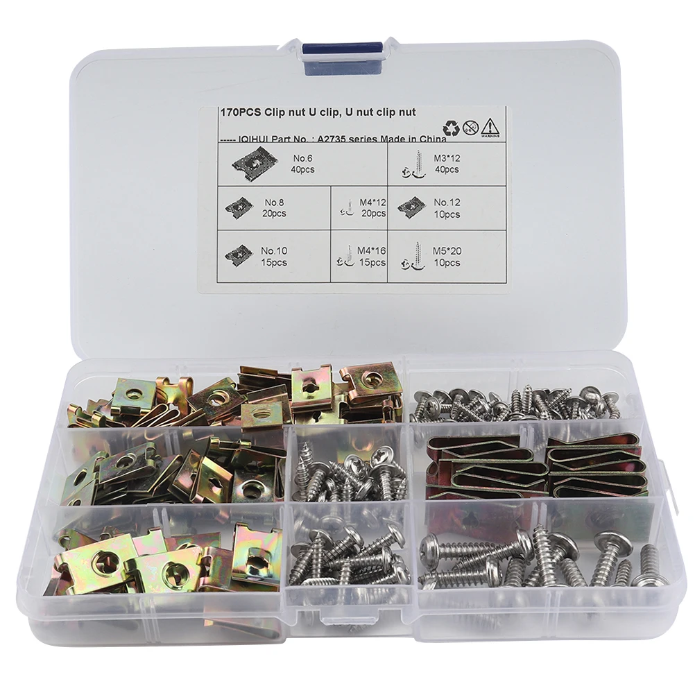 170pcs U-shaped Reed Nut Fasteners Zinc Plating Manganese Steel Clips Spire Clip U Nut Motorcycle Car Door Dashboard Panel Wire
170pcs U-shaped Reed Nut Fasteners Zinc Plating Manganese Steel Clips Spire Clip U Nut Motorcycle Car Door Dashboard Panel Wire