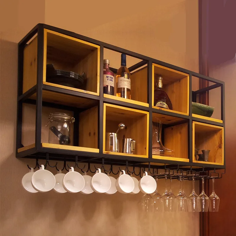 Simple modern wrought iron solid wood wine rack wall hanging wine cabinet restaurant cafe bar
Simple modern wrought iron solid wood wine rack wall hanging wine cabinet restaurant cafe bar