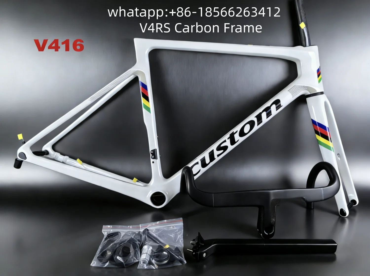 V4RS Bicycle Frame Super light Racing Frameset with Integrated Handlebar T47 width Full Internal Routing Custom Logos
V4RS Bicycle Frame Super light Racing Frameset with Integrated Handlebar T47 width Full Internal Routing Custom Logos