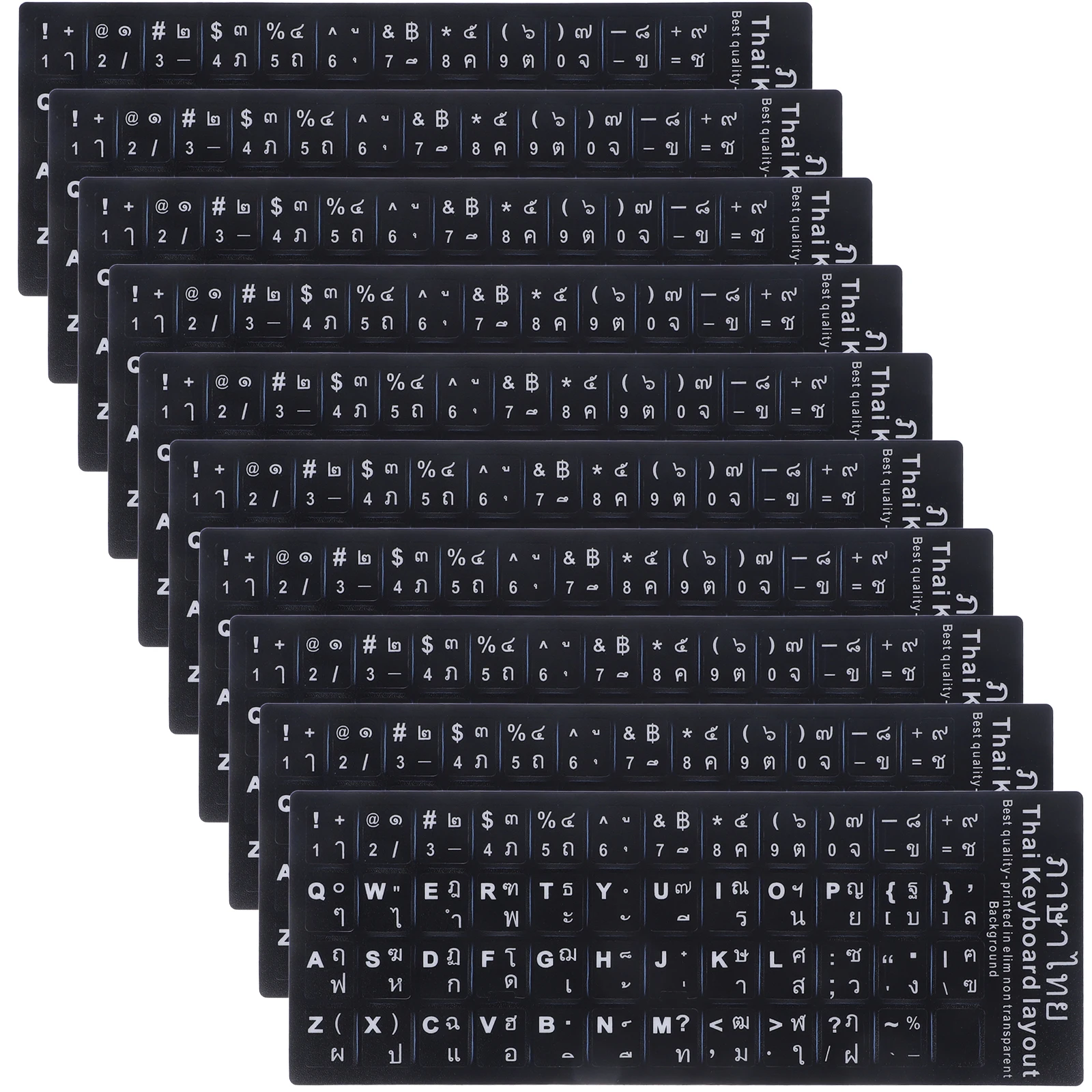 10 Pcs Thai Keyboard Stickers Covers for Desktop Computer Skin Laptop Pvc Black Student
10 Pcs Thai Keyboard Stickers Covers for Desktop Computer Skin Laptop Pvc Black Student
