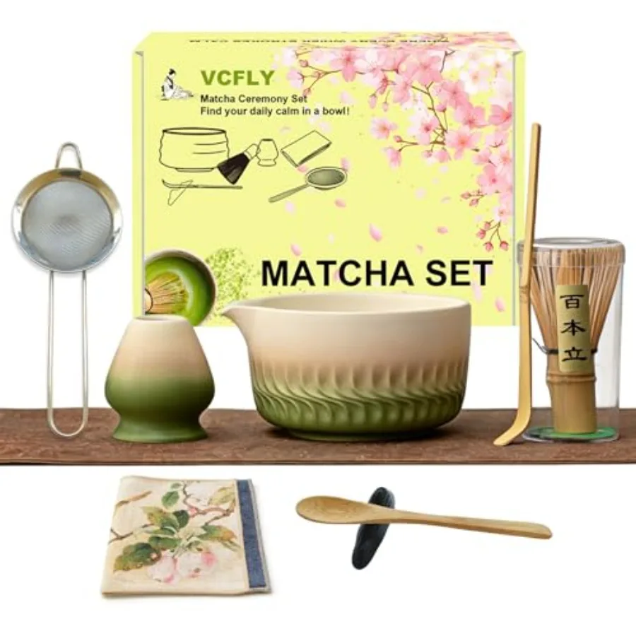 Matcha Whisk Set 8 Pcs Ceramic Matcha Set Includes Bowl Matcha Whisk Chasen and Holder Sifter Scoop and Spoon - Matcha Kit for
Matcha Whisk Set 8 Pcs Ceramic Matcha Set Includes Bowl Matcha Whisk Chasen and Holder Sifter Scoop and Spoon - Matcha Kit for