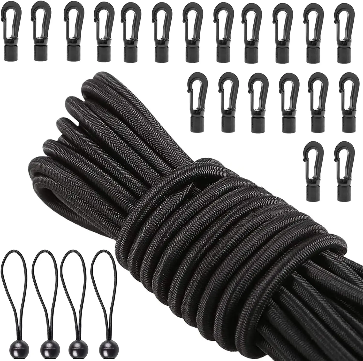 52ft Elastic Bungee Cord with Hooks, 1/4" Thick Rope for Kayak, Boat, Camping, Outdoor Gear Storage & Tie Down
52ft Elastic Bungee Cord with Hooks, 1/4" Thick Rope for Kayak, Boat, Camping, Outdoor Gear Storage & Tie Down
