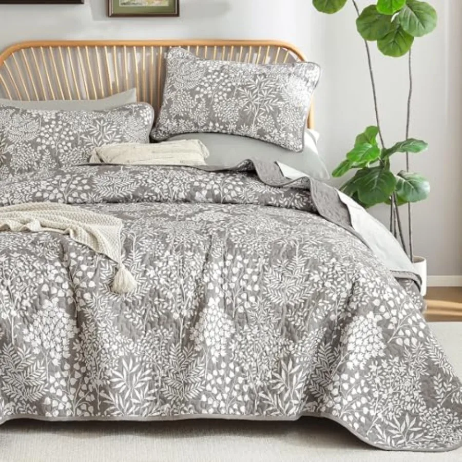 Gray Quilt Set King Size Botanical Print Bedspread Coverlet Set Soft Lightweight Farmhouse Floral Quilt Bedding Set for All Sea
Gray Quilt Set King Size Botanical Print Bedspread Coverlet Set Soft Lightweight Farmhouse Floral Quilt Bedding Set for All Sea