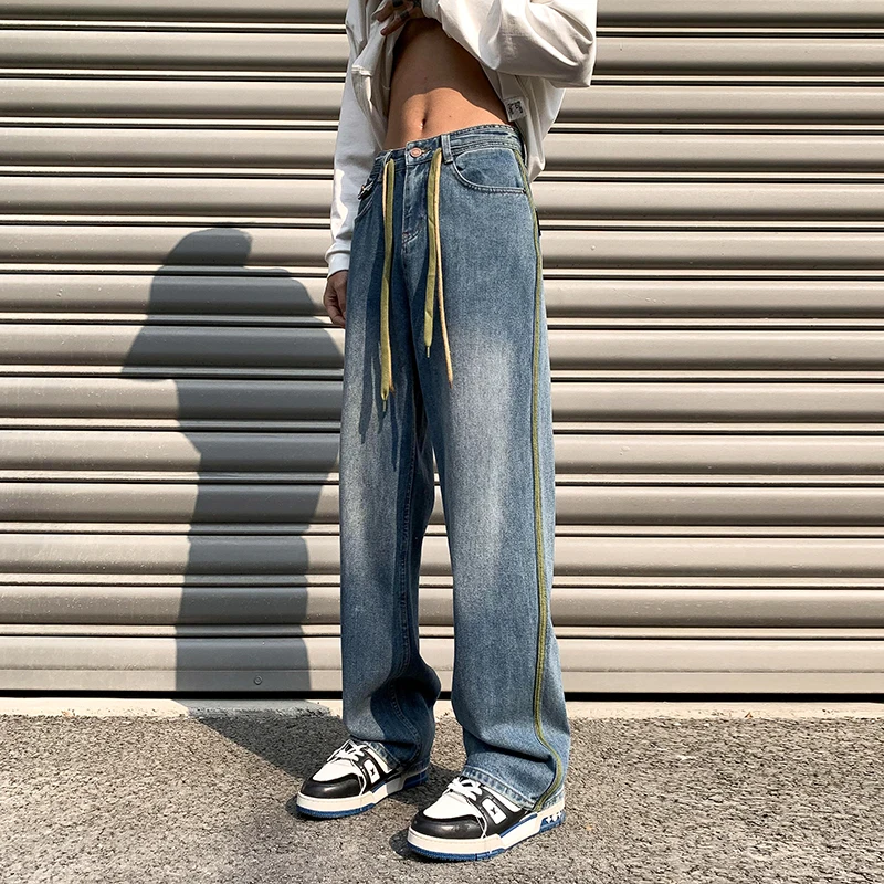 Мужские джинсы Waed: весенне-осенние прямые свободные брюки с широкими штанинами в американском ретро-стиле, повседневные брюки в стиле хип-хоп для уличной моды
Мужские джинсы Waed: весенне-осенние прямые свободные брюки с широкими штанинами в американском ретро-стиле, повседневные брюки в стиле хип-хоп для уличной моды