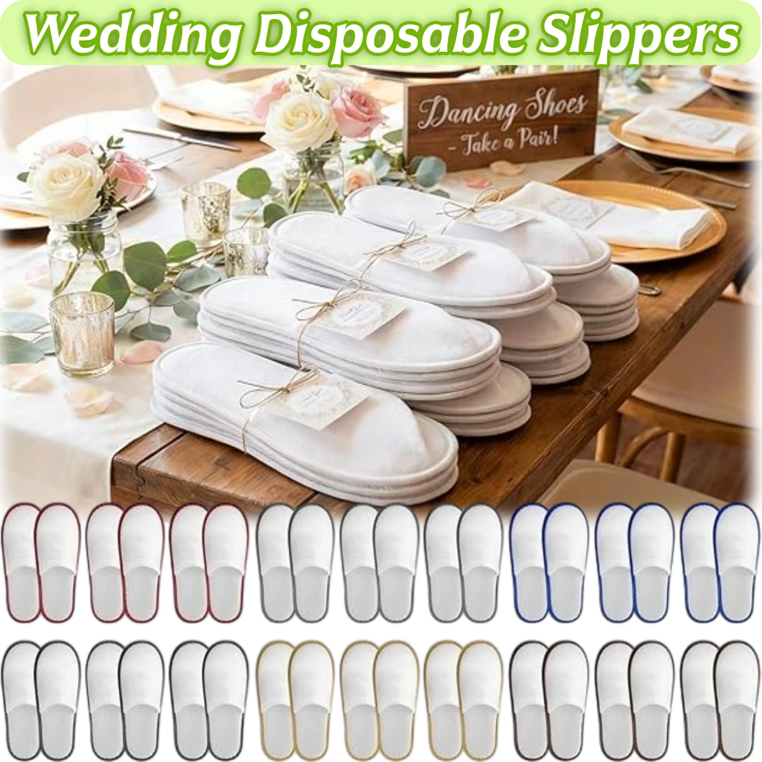 Wedding Disposable Slippers Bulk Non Slip Slippers for Wedding Guests Men Women with Sign Cards Rope for Dance Pool Beach Party
Wedding Disposable Slippers Bulk Non Slip Slippers for Wedding Guests Men Women with Sign Cards Rope for Dance Pool Beach Party