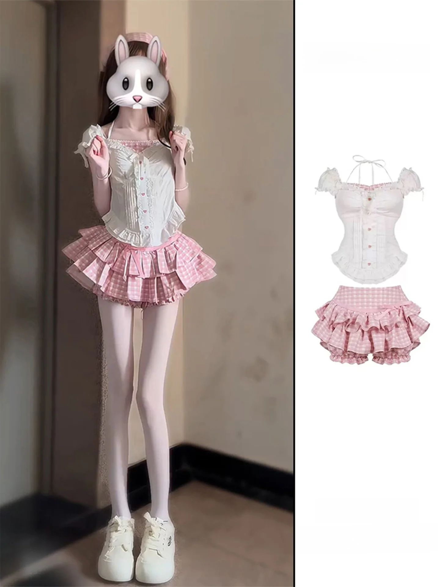 Cute Girl Summer Bubble Sve irt Женский белый топ Hot Girl JK Розовая клетчатая юбка-тортик Комплект ort Sve V-ne Комплект из двух предметов
Cute Girl Summer Bubble Sve irt Женский белый топ Hot Girl JK Розовая клетчатая юбка-тортик Комплект ort Sve V-ne Комплект из двух предметов