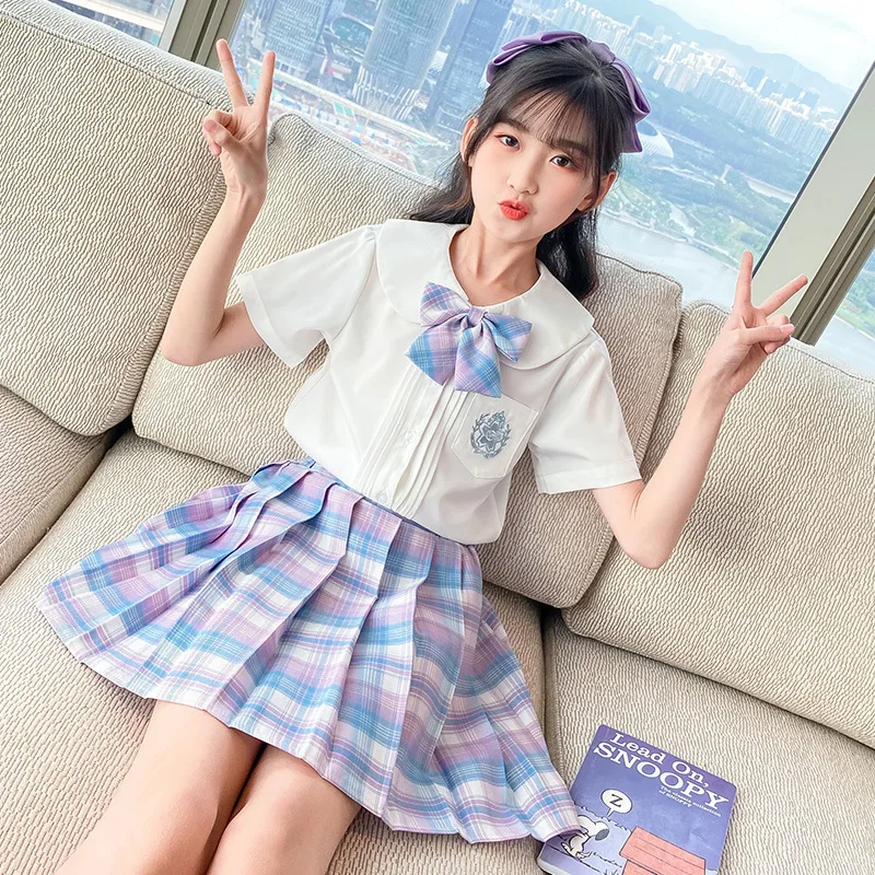 Summer Baby and Girls Preppy Cotton Bow Tie Single-Breasted Shirt+Plaid Pleated Dress Kids 2PCS Skirt Set Children Outfit 3-14Yr
Summer Baby and Girls Preppy Cotton Bow Tie Single-Breasted Shirt+Plaid Pleated Dress Kids 2PCS Skirt Set Children Outfit 3-14Yr