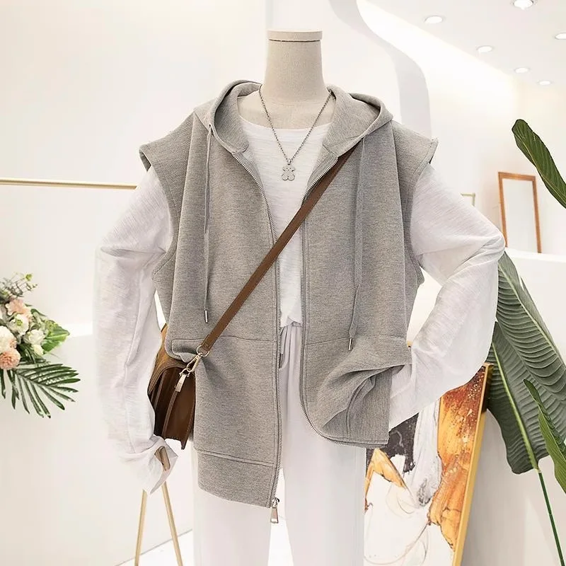 Large Size 300 Pounds Sleeveless Vest Women's Summer Loose Fashionable Hooded Open Cardigan Trendy Polyester Fiber Pure Color
Large Size 300 Pounds Sleeveless Vest Women's Summer Loose Fashionable Hooded Open Cardigan Trendy Polyester Fiber Pure Color