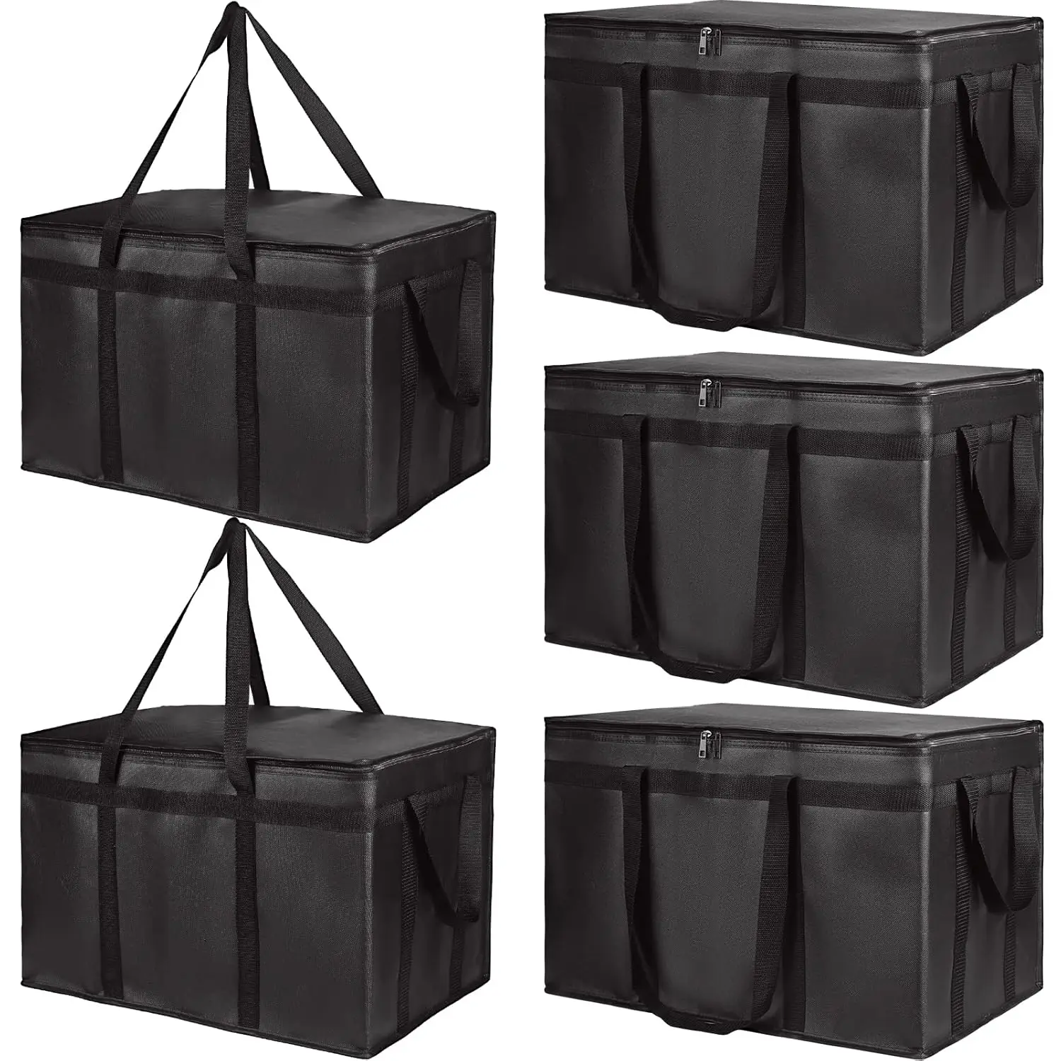 Insulated Food Delivery Bag 5-Pack, XXX-Large Hot and Cold Meal Grocery Tote for Catering Pizza Warmer Black
Insulated Food Delivery Bag 5-Pack, XXX-Large Hot and Cold Meal Grocery Tote for Catering Pizza Warmer Black