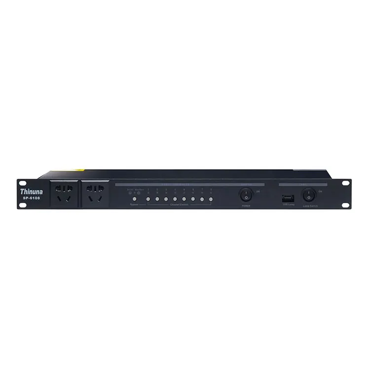 Thinuna SP-6108 Универсальная розетка Восьмисторонний профессиональный таймер мощности звука Контроллер последовательности Последователь RS-232 Распределитель мощности
Thinuna SP-6108 Универсальная розетка Восьмисторонний профессиональный таймер мощности звука Контроллер последовательности Последователь RS-232 Распределитель мощности