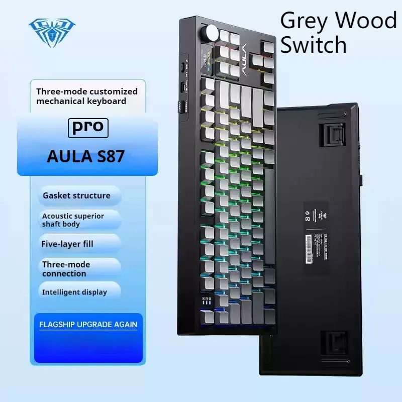 Aula S87 PRO Mechanical Keyboard 3 Mode Wireless with Display RGB Gasket Hot Swappable Esports Keyboard Customed for Windows MAC
Aula S87 PRO Mechanical Keyboard 3 Mode Wireless with Display RGB Gasket Hot Swappable Esports Keyboard Customed for Windows MAC