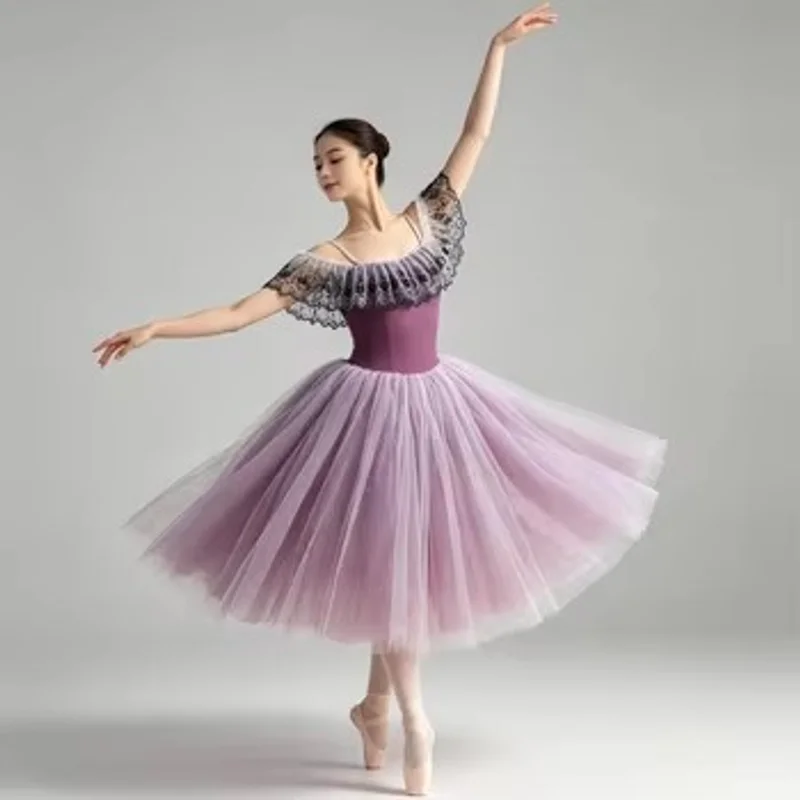 Children's Ballet Skirt Performance Clothing Purple Slash Neck Lace Gauzy Sequins Patchwok Long Competition Special Dance Adult
Children's Ballet Skirt Performance Clothing Purple Slash Neck Lace Gauzy Sequins Patchwok Long Competition Special Dance Adult