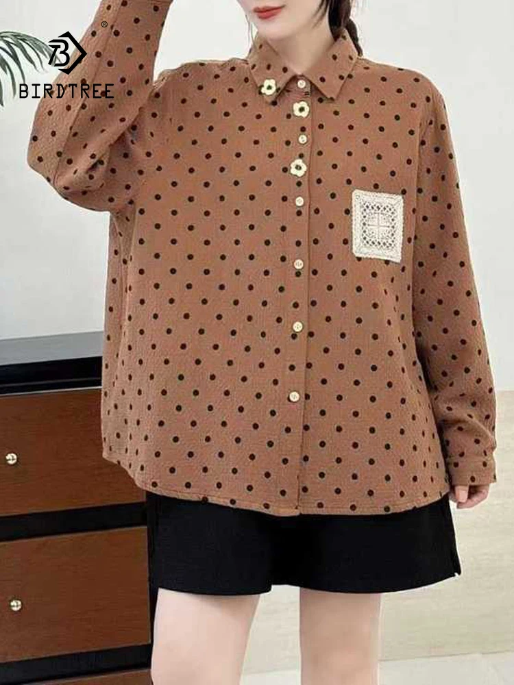 New 2025 Winter Cotton Long Sleeve Shirt, Women Lapel Dot Print Lace Pocket, Mori Girl French Preppy Style Loose Blouse T5N621CC
New 2025 Winter Cotton Long Sleeve Shirt, Women Lapel Dot Print Lace Pocket, Mori Girl French Preppy Style Loose Blouse T5N621CC