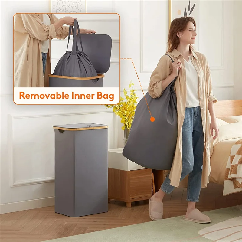 A20F-100L Large Foldable Laundry Hamper With Bamboo Handles And A Removable Laundry Bag
A20F-100L Large Foldable Laundry Hamper With Bamboo Handles And A Removable Laundry Bag