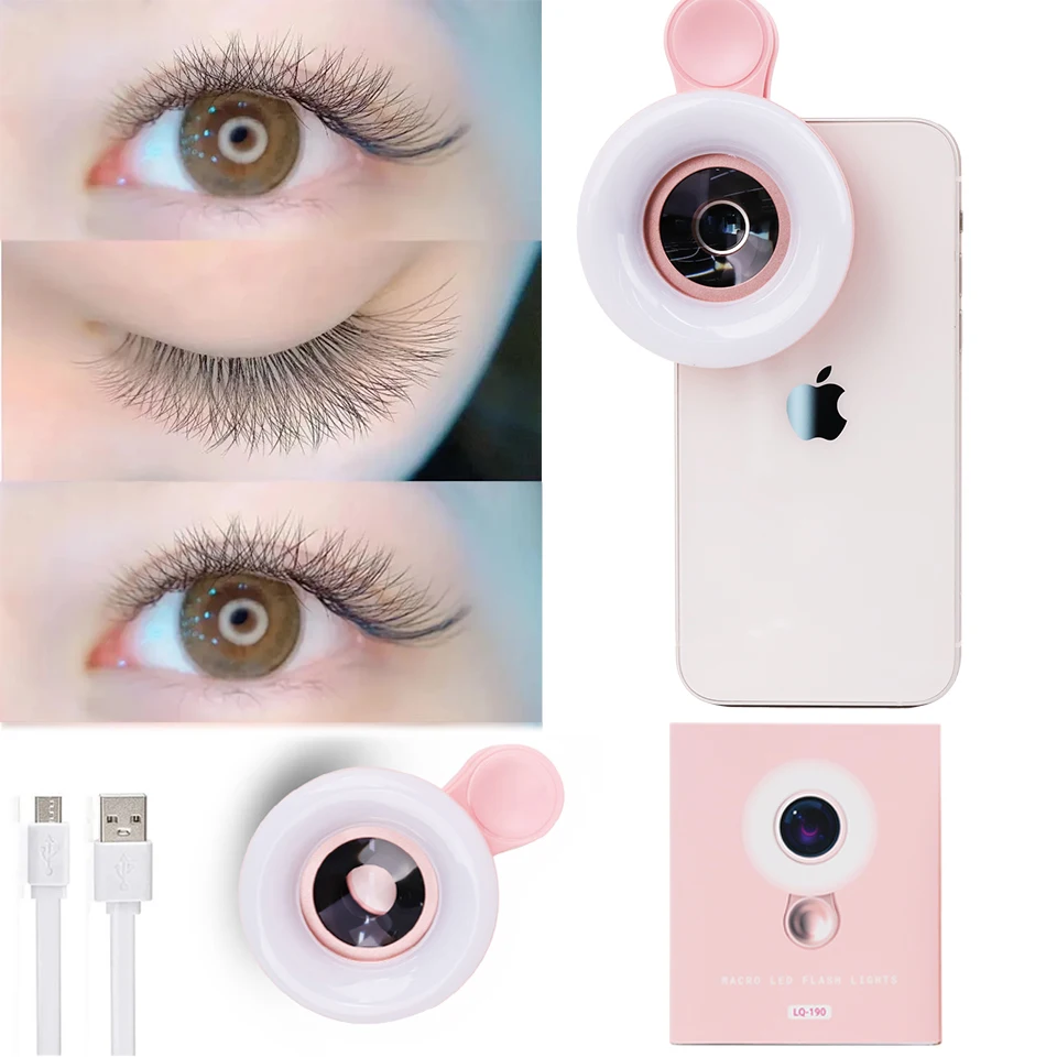 Macro Lens for Mobile Phone Fill Ring Light Selfie Lamp Camera Lens with LED Ring Flash Light Lamp For Eyelash Nail Makup Tools
Macro Lens for Mobile Phone Fill Ring Light Selfie Lamp Camera Lens with LED Ring Flash Light Lamp For Eyelash Nail Makup Tools